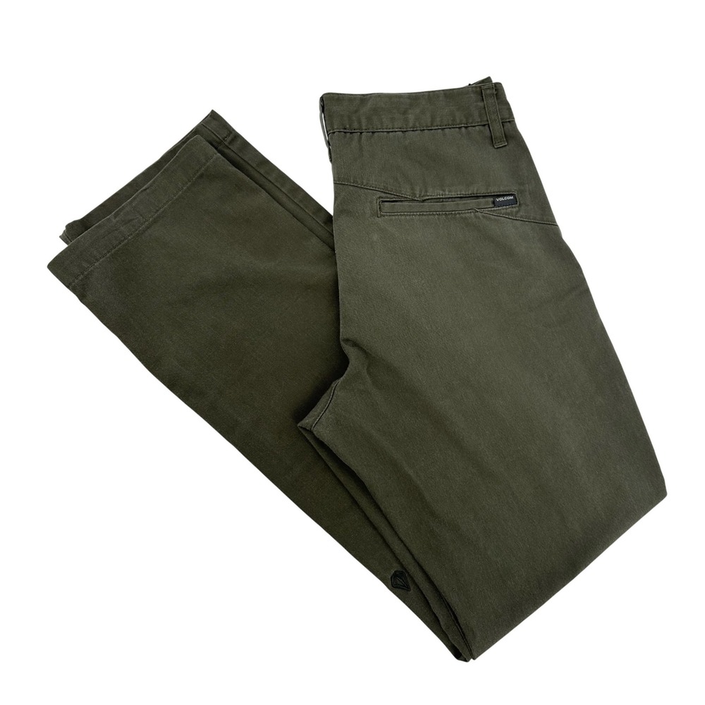 Volcom Chino Pants Mens 30 Olive Green Skater Streetwear‎ Casual Slacks Utility